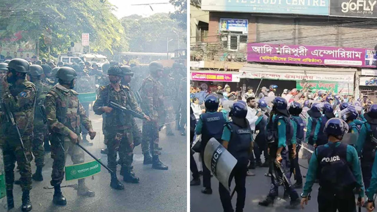 ৩২ নম্বরে টিয়ারগ্যাস-সাউন্ড গ্রেনেড, তিন দিক থেকে ছাত্রদের মিছিল